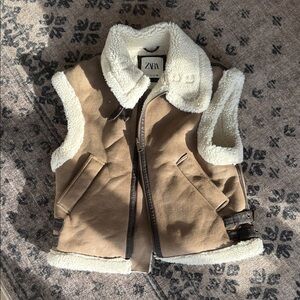 Zara Beige Sherpa Vest